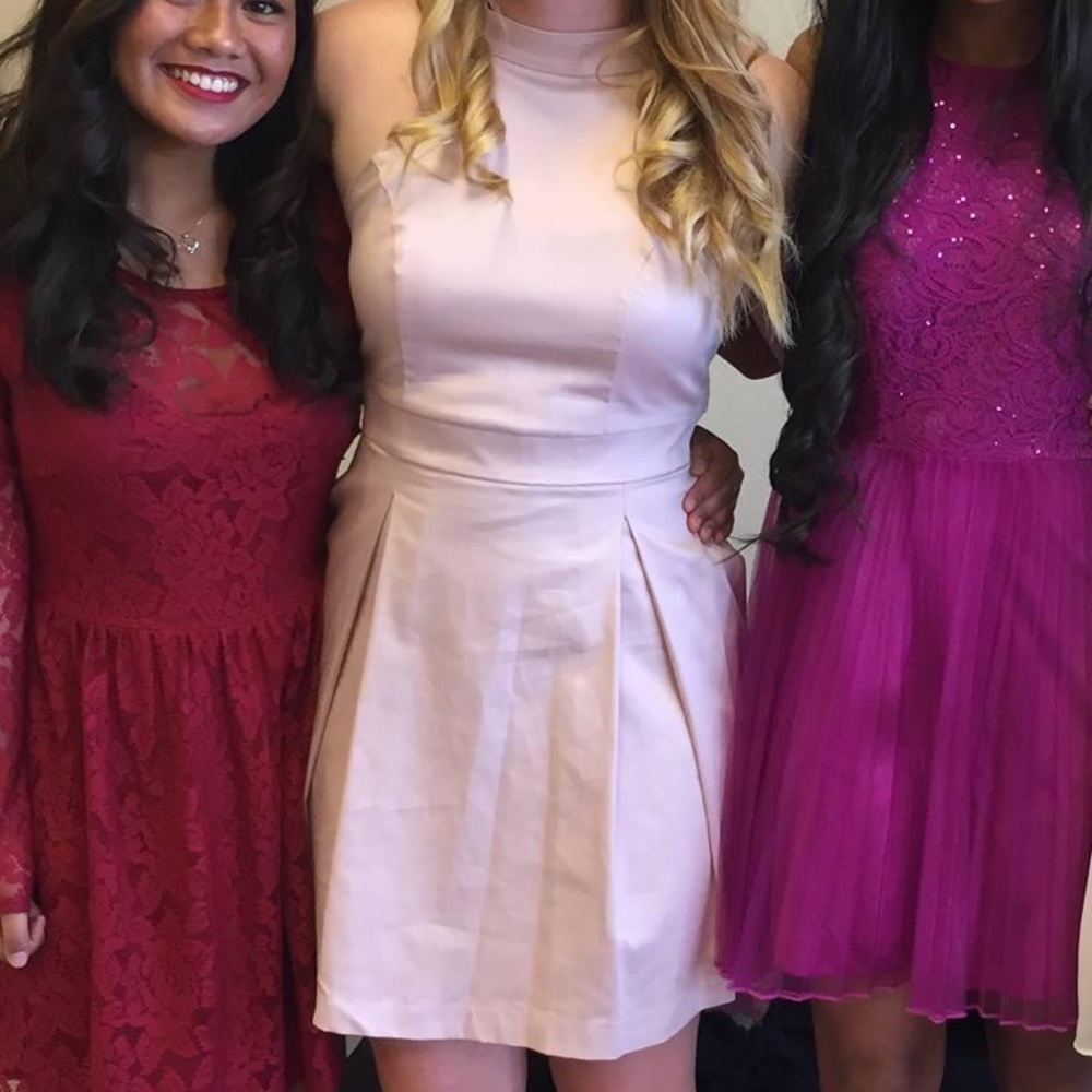 blush pink halter dress
